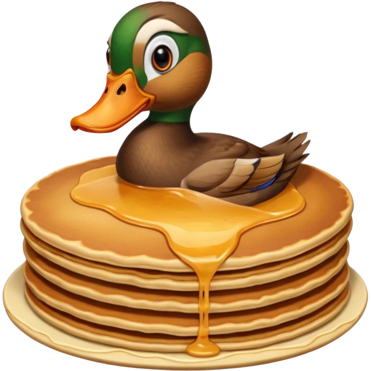 Duck flipping pancakes emoji