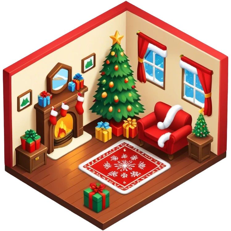 isometric room, christmas emoji
