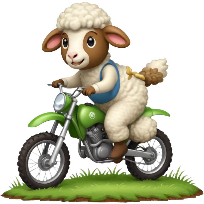 cartoon sheep on a dirt bike jumping emoji