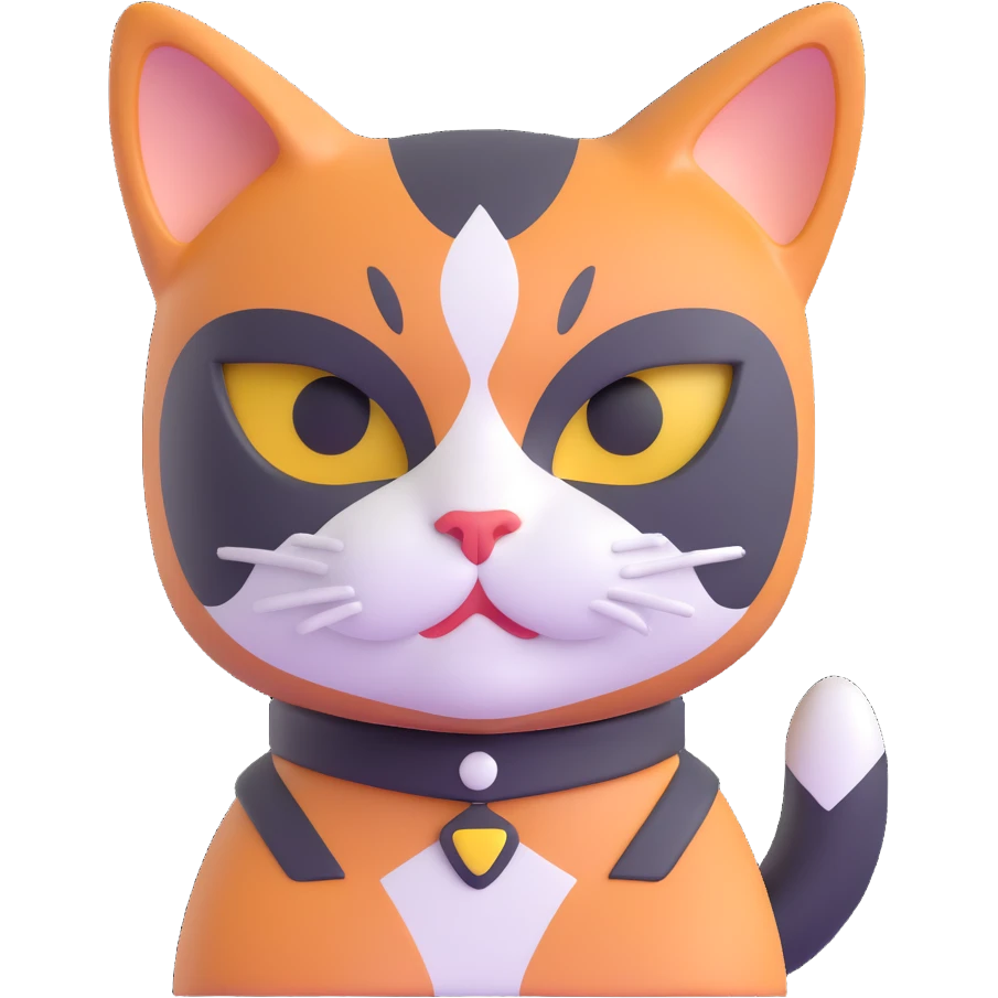 calico cat with white mask emoji