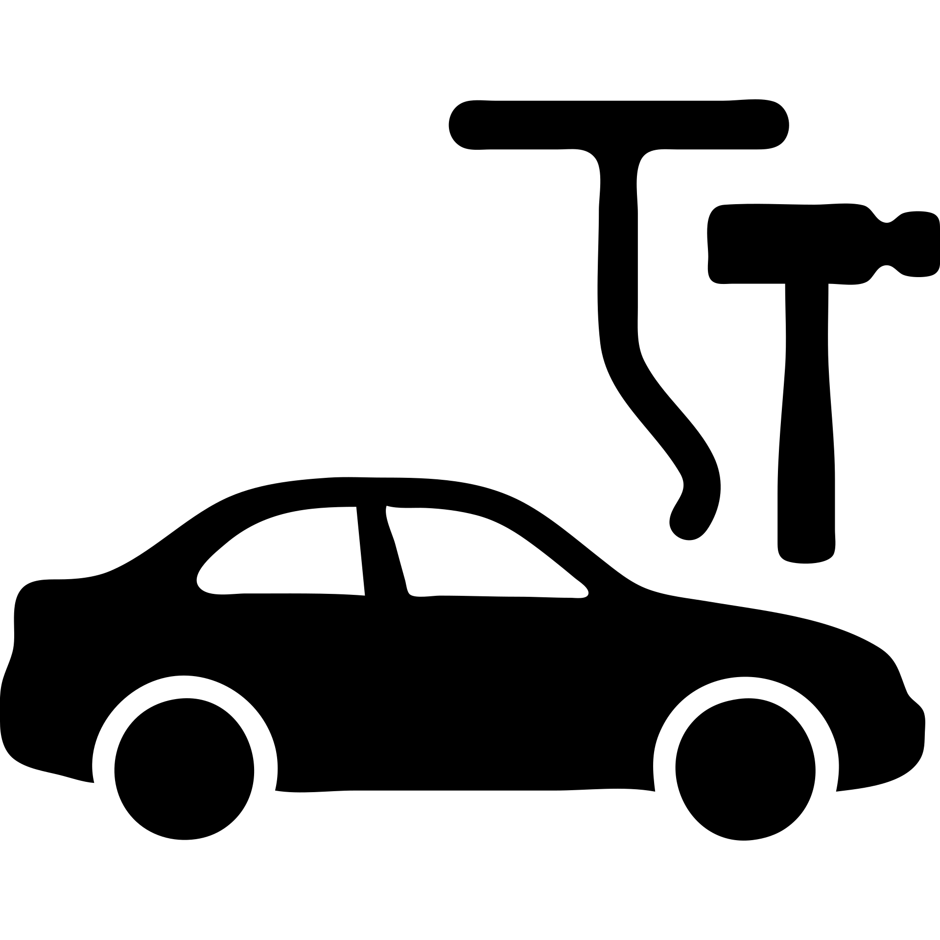 solid filled icon of an elegant car with dent repair tools including a lever and small hammer for Paintless Dent Repair (PDR) emoji