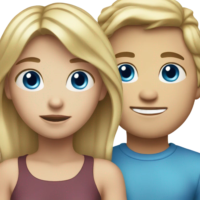 blonde blue eyed girl and brunette boyfriend emoji