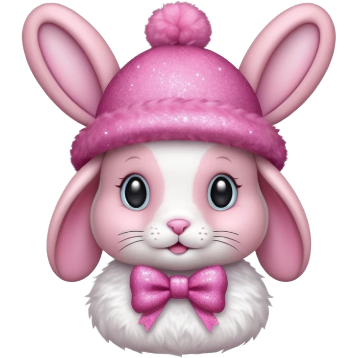 Pink bunny with glittery hat and bow.











 emoji