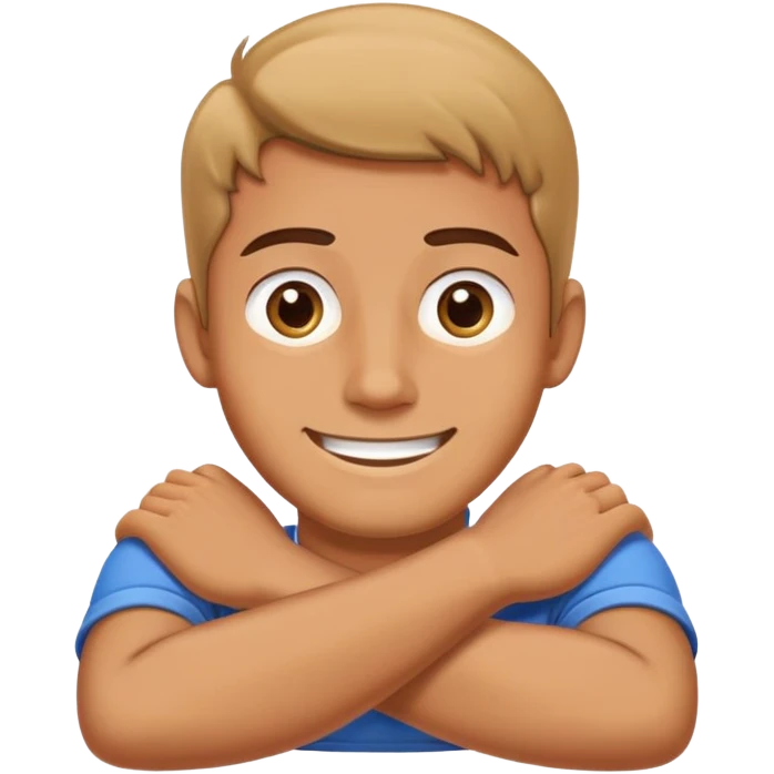 a man crssing his arms over his neck smiling with wide eyes emoji