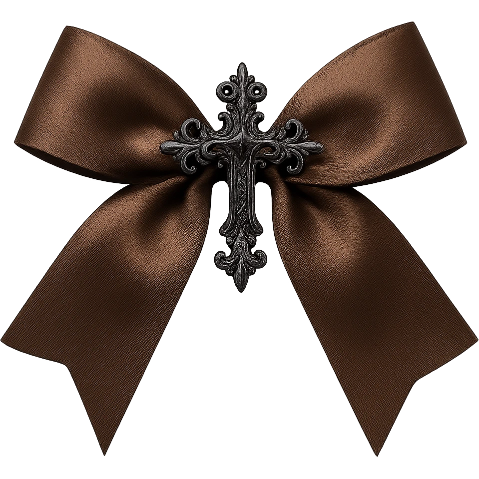 brown bow with goth ornament, remove background emoji
