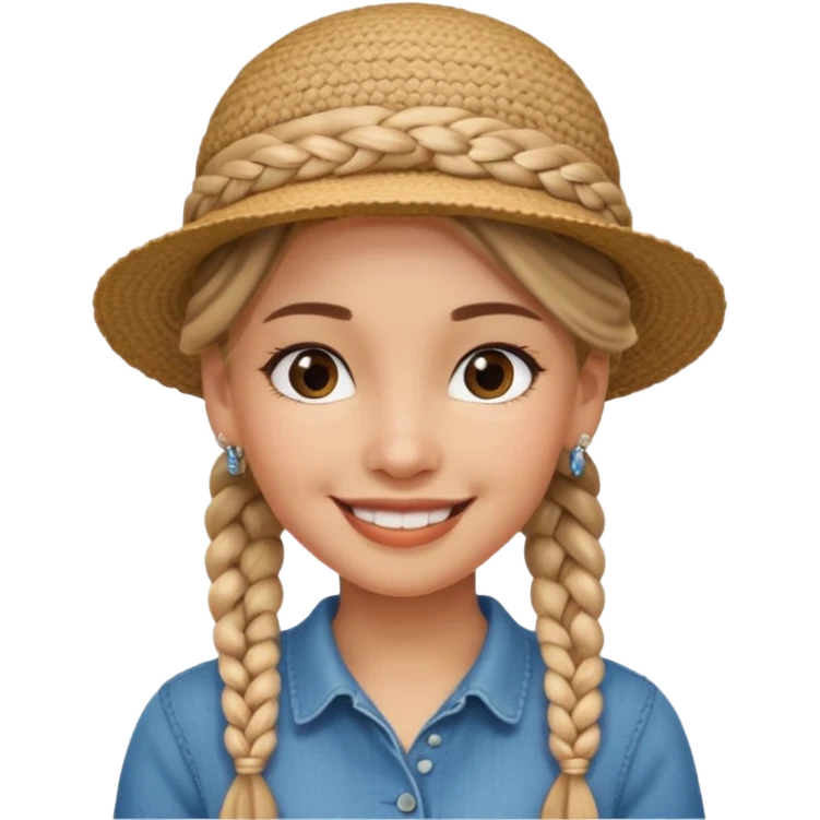 hat wearing earrings braided girl emoji
