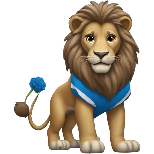 Lion with a Detroit lions jersey emoji