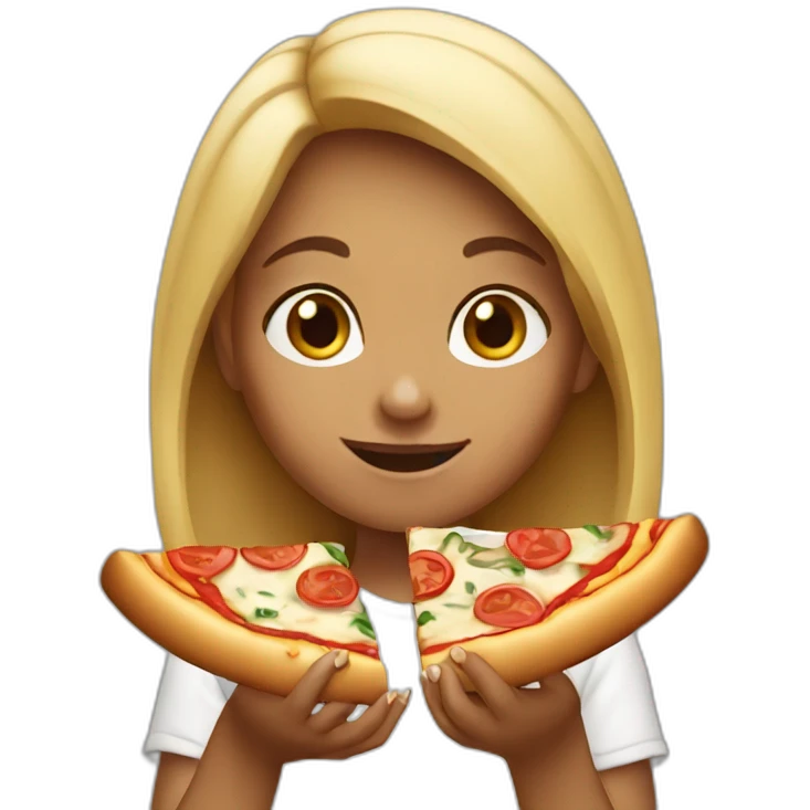 Girl eating pizza emoji