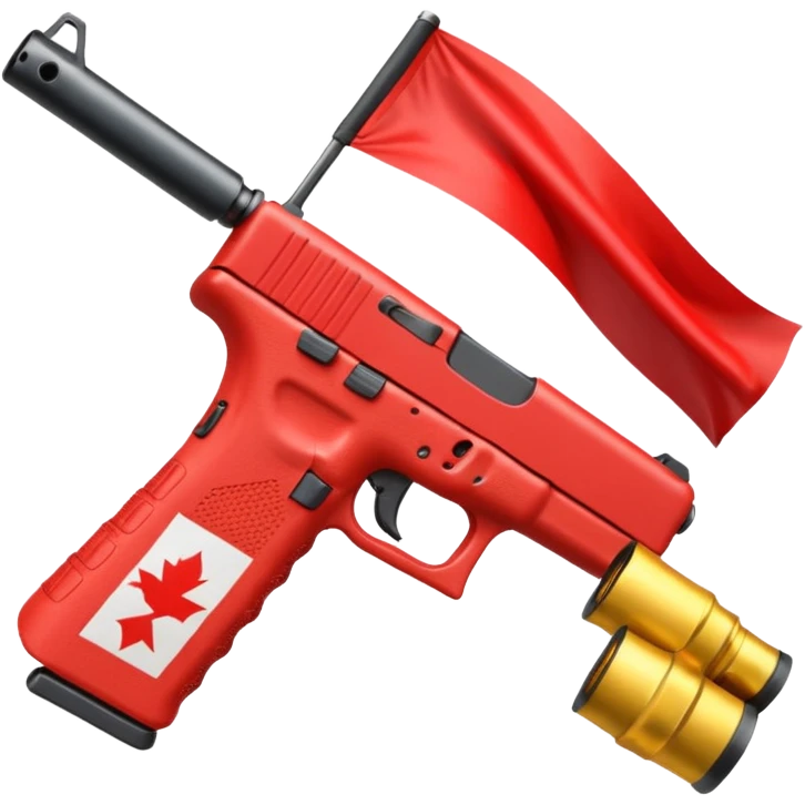 a red glock 20 with a drum mag inside of it with a red flag like people wear in real life emoji