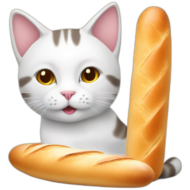 cat with a french baguette emoji