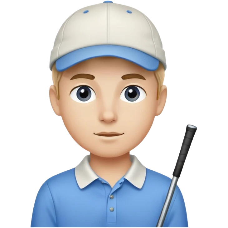 boy in blue shirt and golf hat emoji