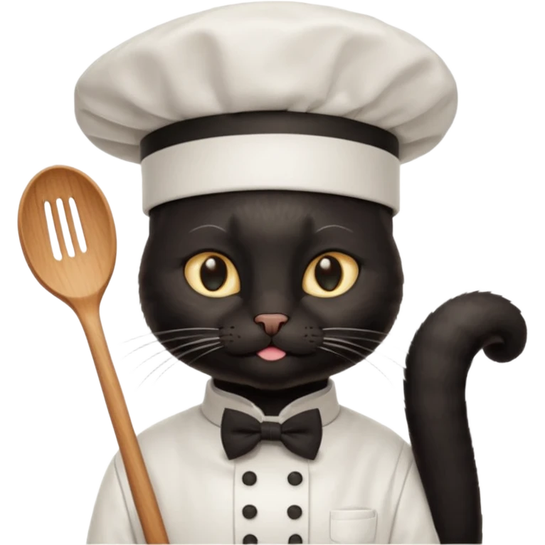 chef black cat, bow tie and hat emoji