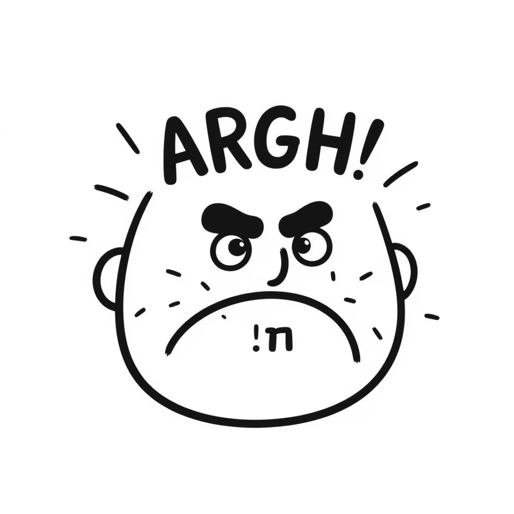 Angry face with steam saying "ARGH!" emoji