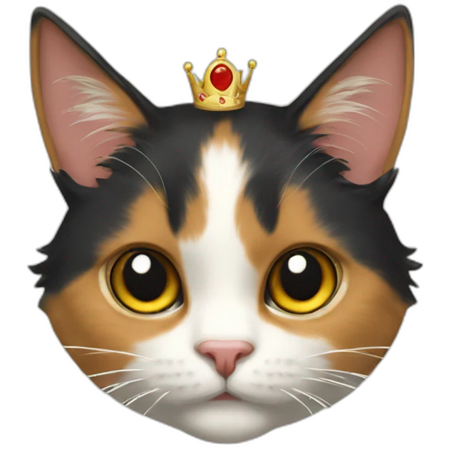 calico cat with a crown emoji