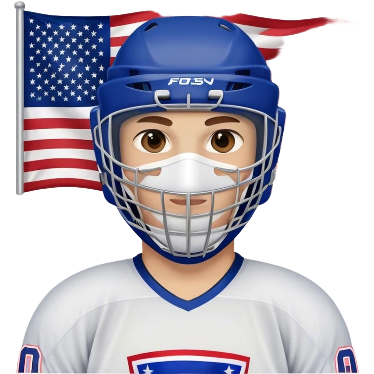 Hockey player with mask and American flag emoji