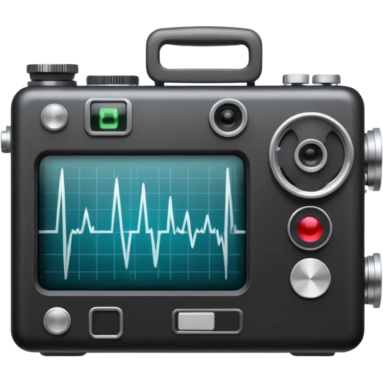 film camera with EKG reading emoji