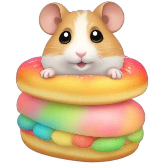 small hamster eat rainbow sponge buns emoji