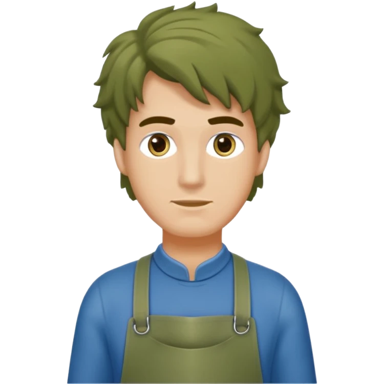 un professeur  homme métisse au cheveux mi long bouclés avec des yeux bleus d'arts plastiques  emoji