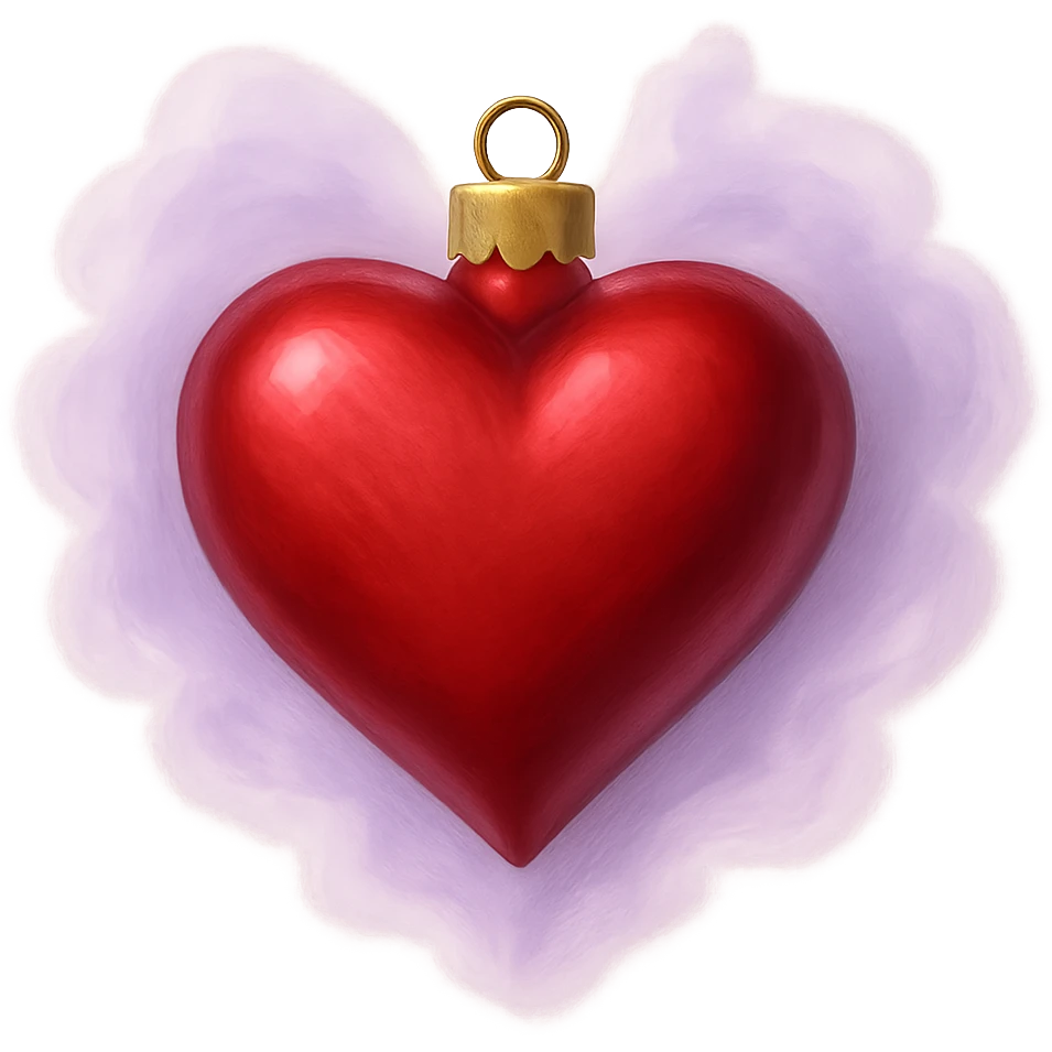 christmas heart with a delicate lavender mist  , remove background emoji