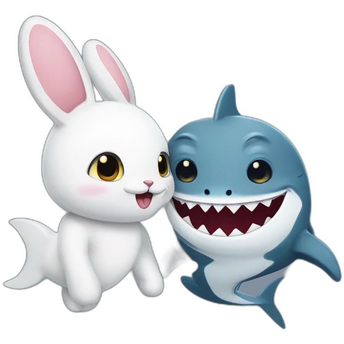 bunny and shark couple emoji