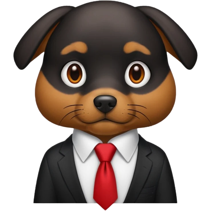 black brown dog with red tie,white shirt emoji