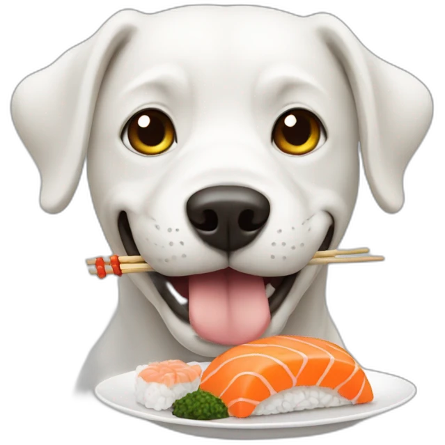Dog eating sushi emoji
