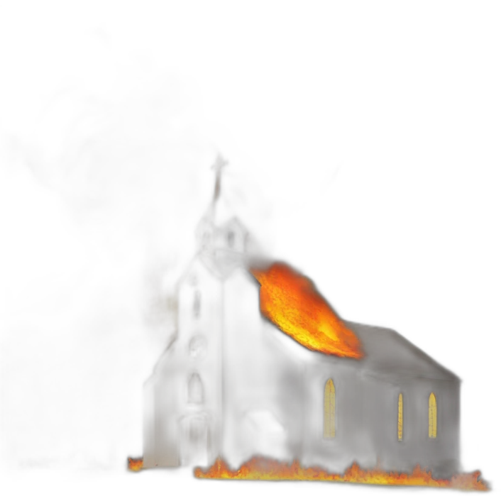church and fire around emoji
