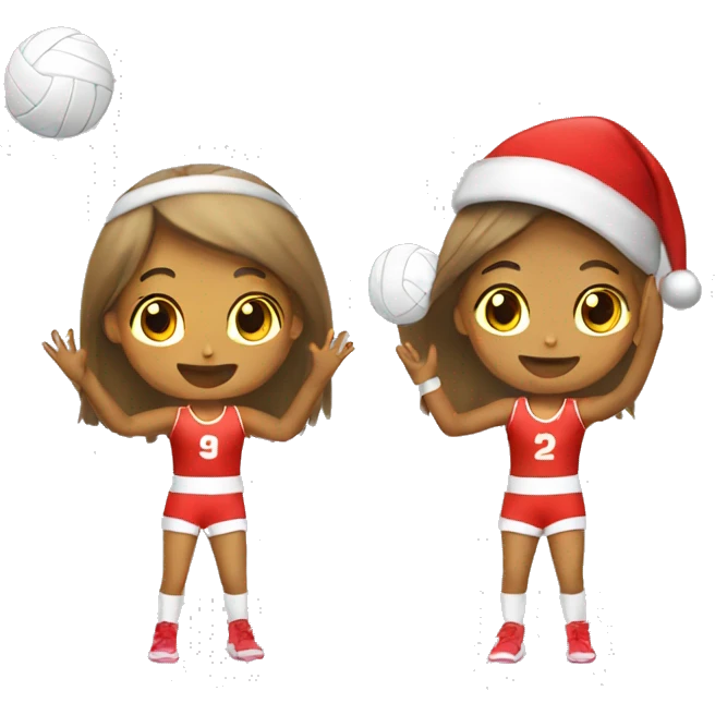 Girl playing volleyball with Santa hat emoji