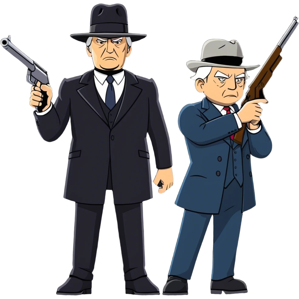 US president shooting guns with Israeli rabbi emoji