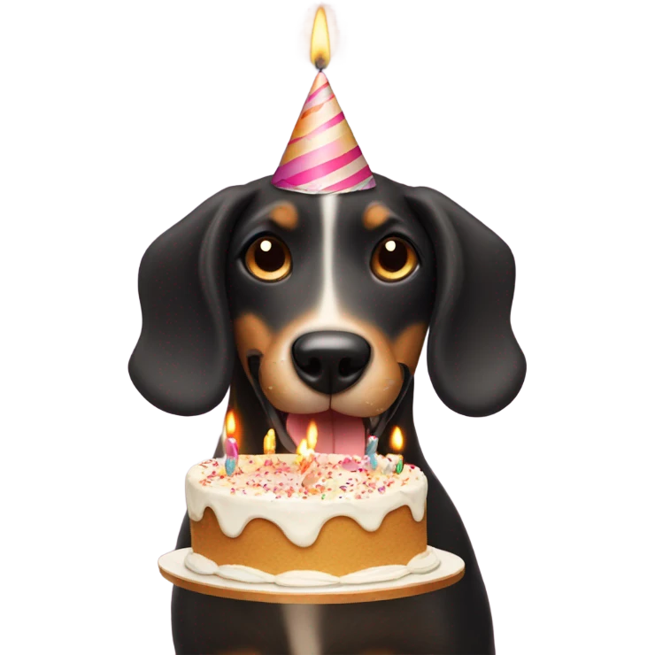 playful dog showing tongue with birthday cake and 12 candles  emoji