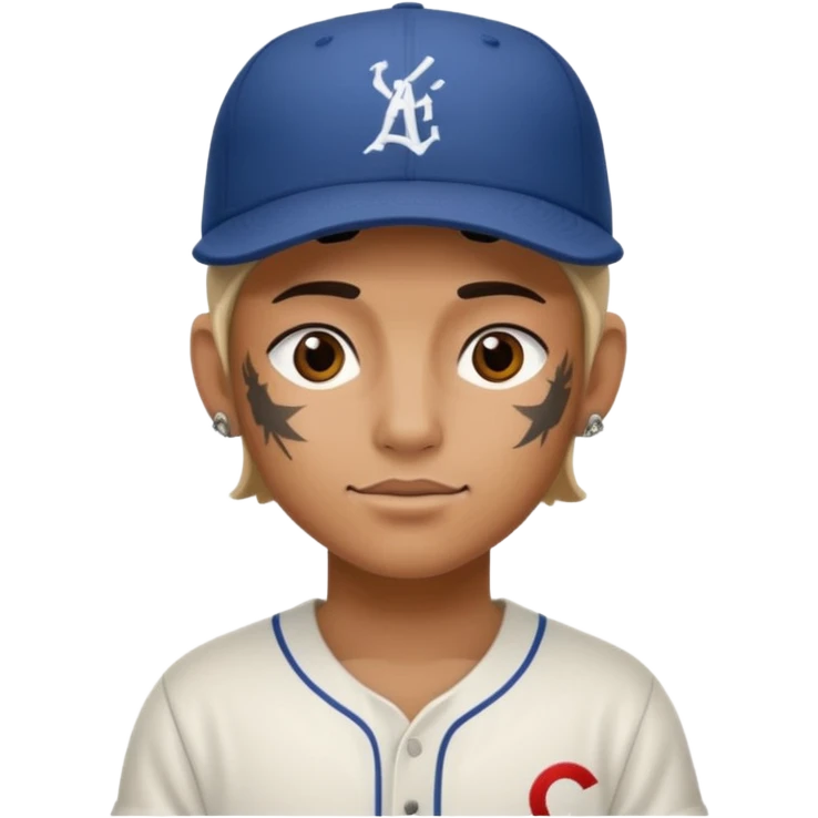 tattooed person wearing a baseball hat emoji
