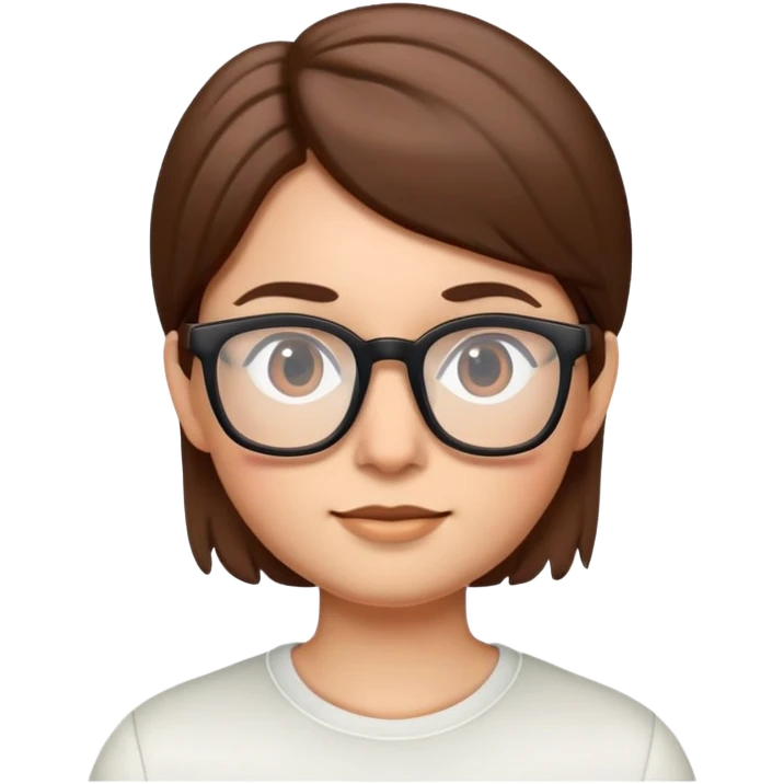 Face with straight hair and glasses, Apple Memoji style emoji