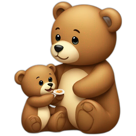 A Teddy Bear giving food to a baby emoji