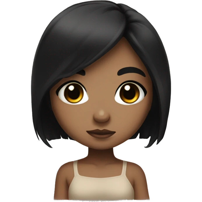 Warm skin chibi girl with black hair and black eyes  emoji
