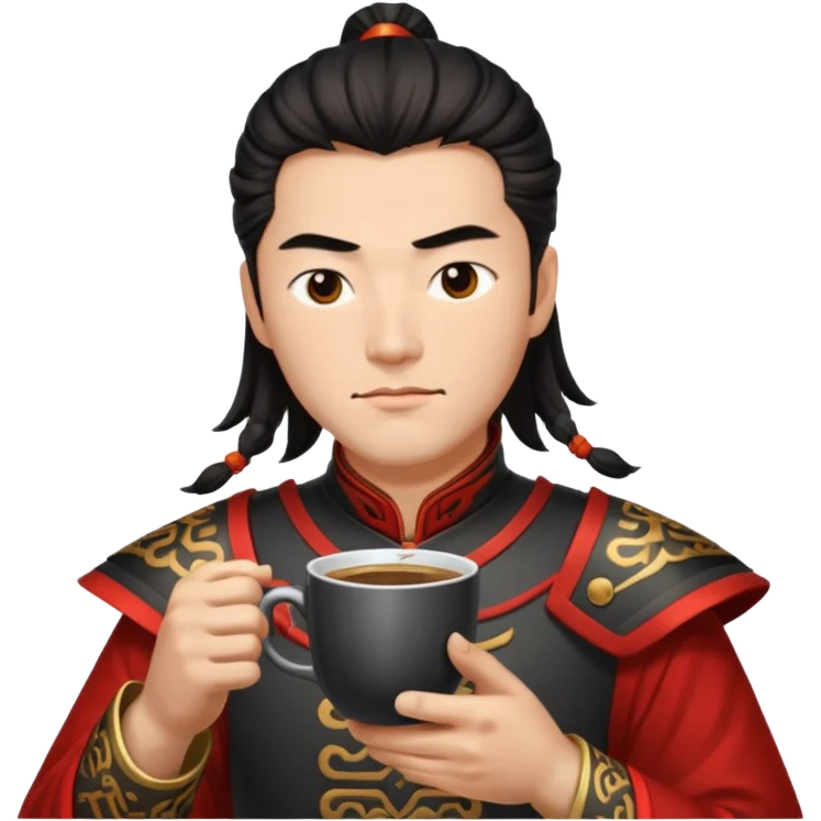 Lu bu squinting while drinking coffee  emoji