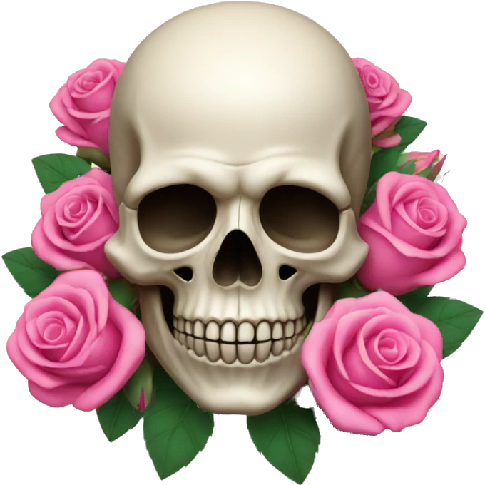 Skull with pink roses emoji