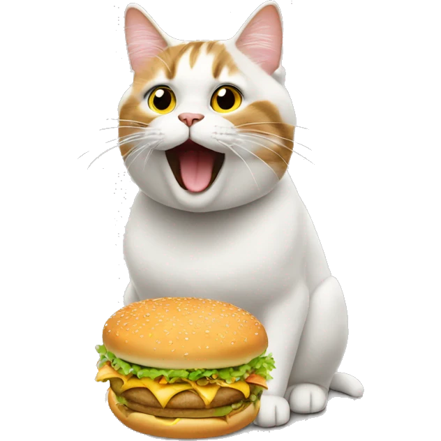 Cat eat a big mac emoji