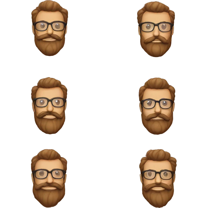 crar emojis de un hombre moreno de barba con lentes grandes y barba completa y bigote emoji