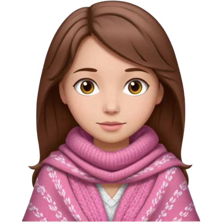 A girl with brown hair wearing a pink shawl emoji