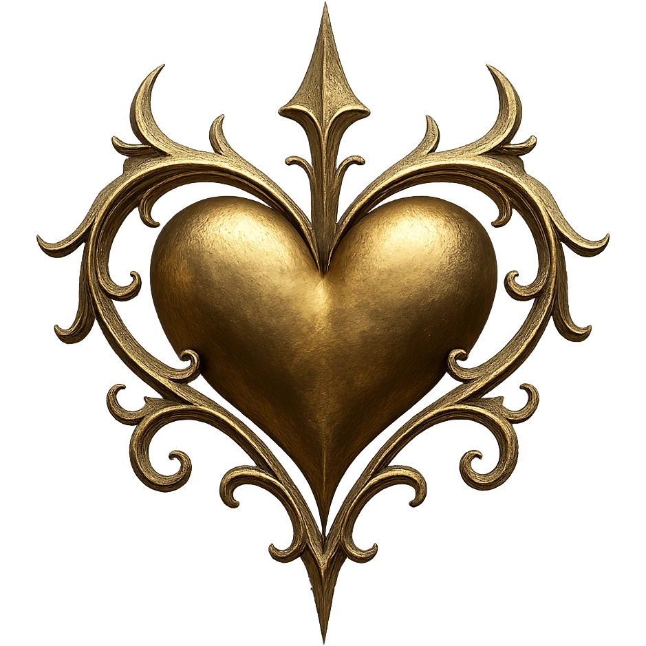 gold goth heart, remove background emoji