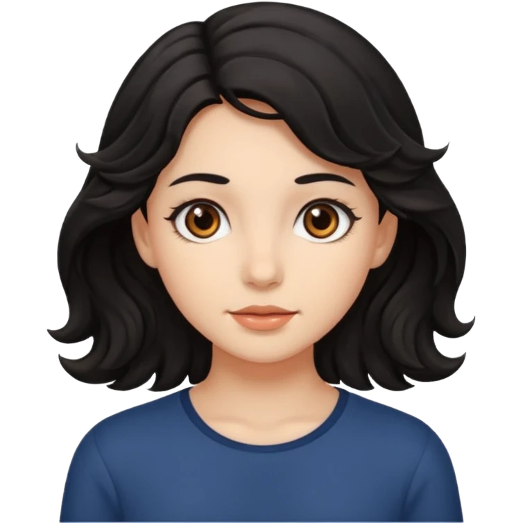 Дівчина з карими очима, чорним волоссям хвилястим emoji