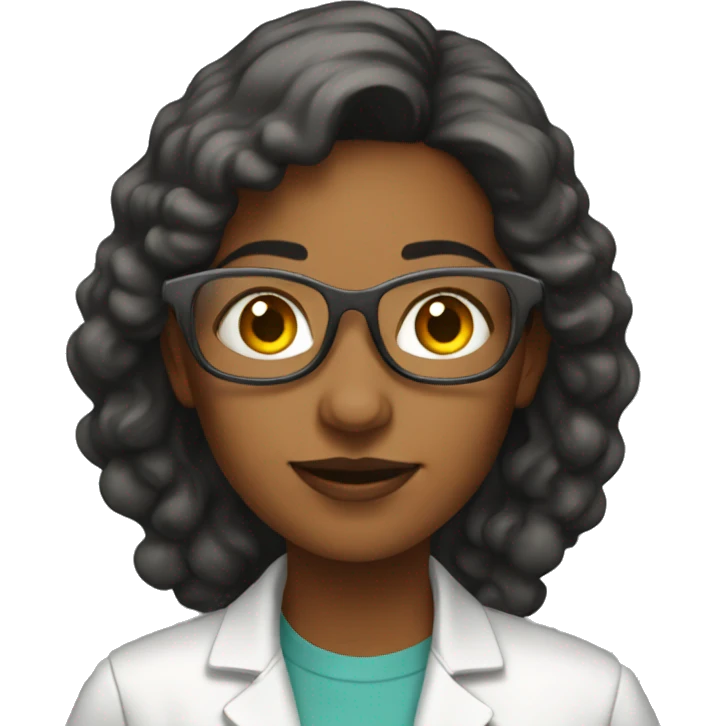 female research scientist working with physics emoji