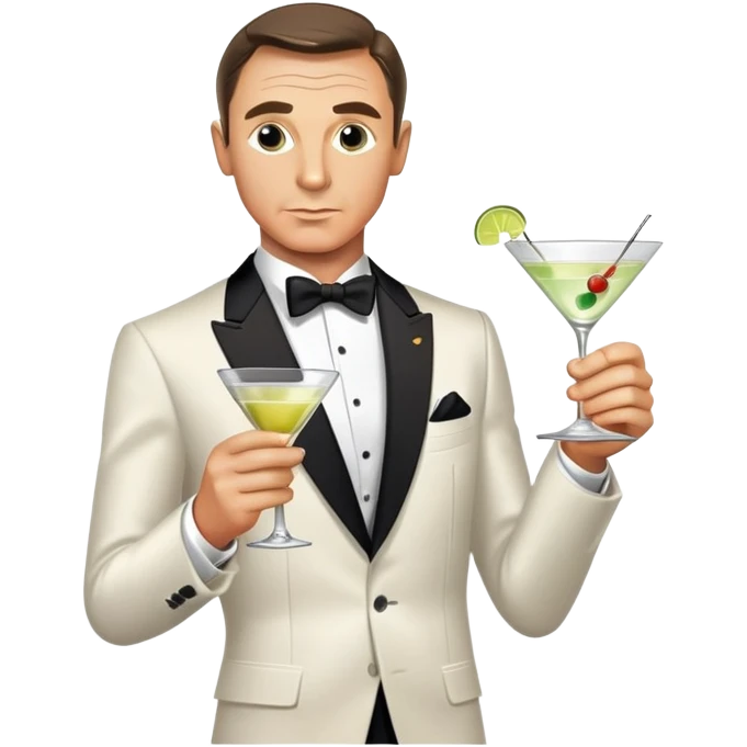 James Bond with martini glass, shaken not stirred emoji