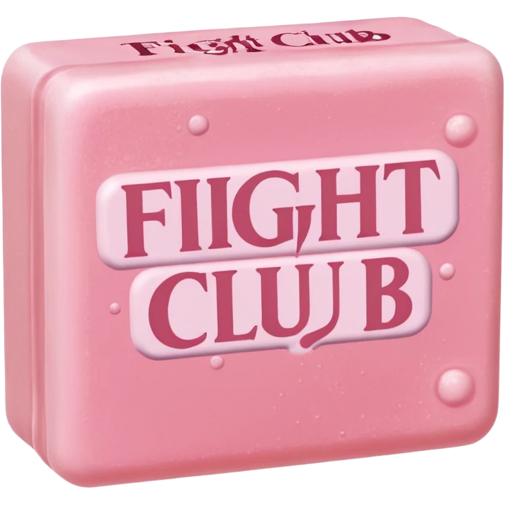 "fight club" text on a 3/4 foamy  pink soap emoji