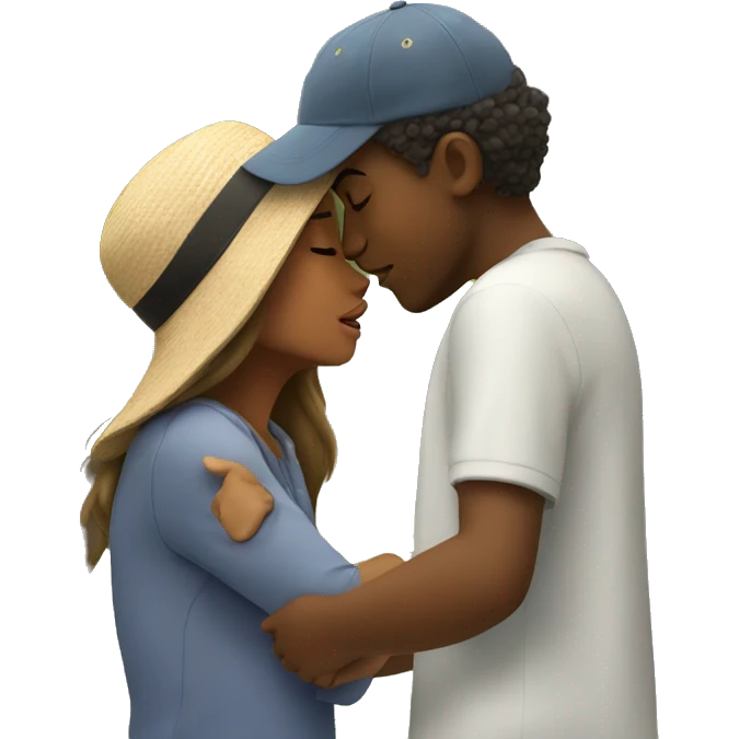 boy in hat outdoors kissing a girl  emoji