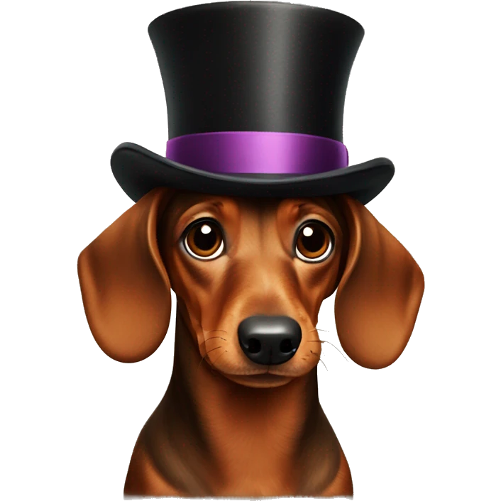 a brown dachshund with a top hat emoji