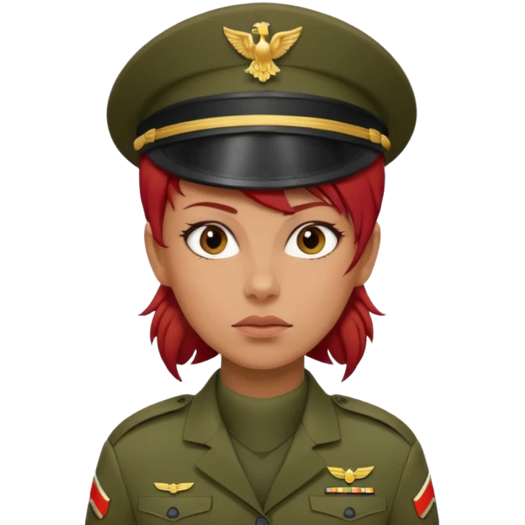 female soldier red hair style emoji