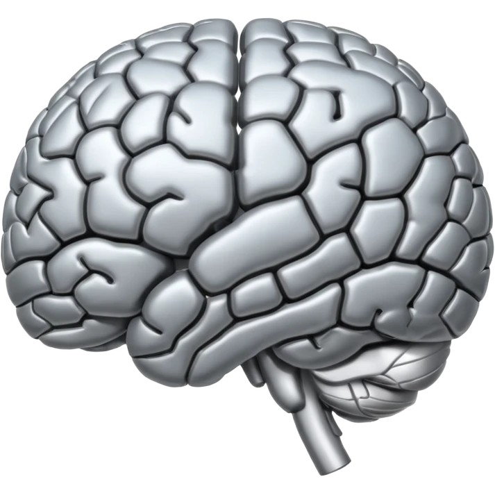 A metal human brain emoji