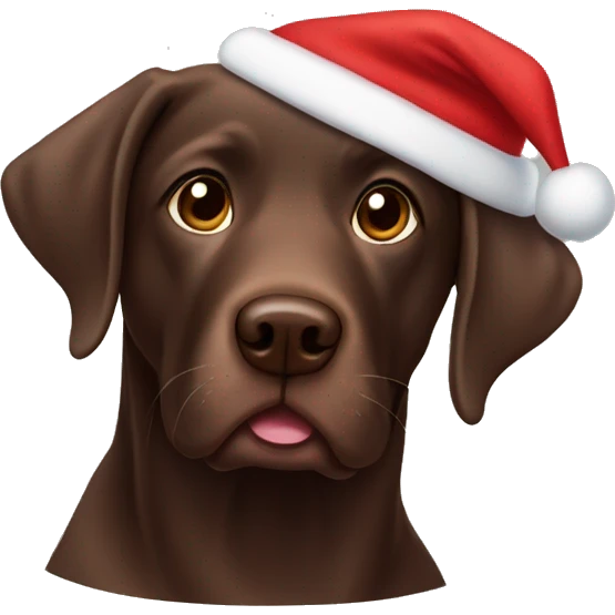 Chocolate lab wearing a Santa hat emoji