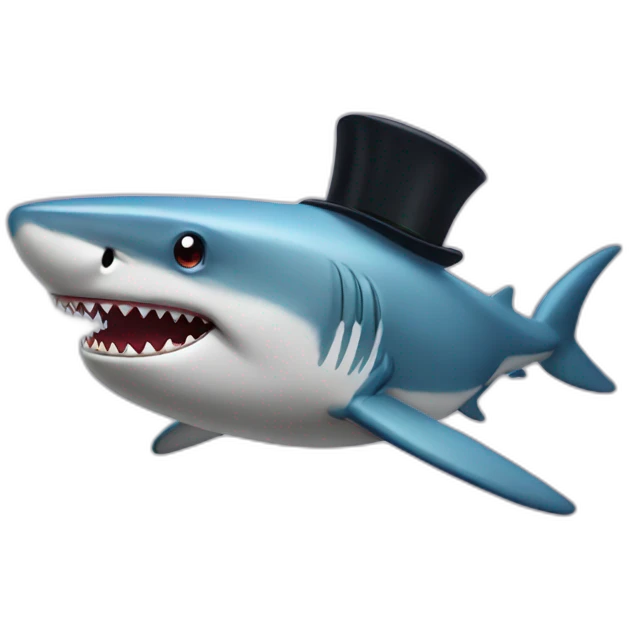 Shark with a top hat emoji